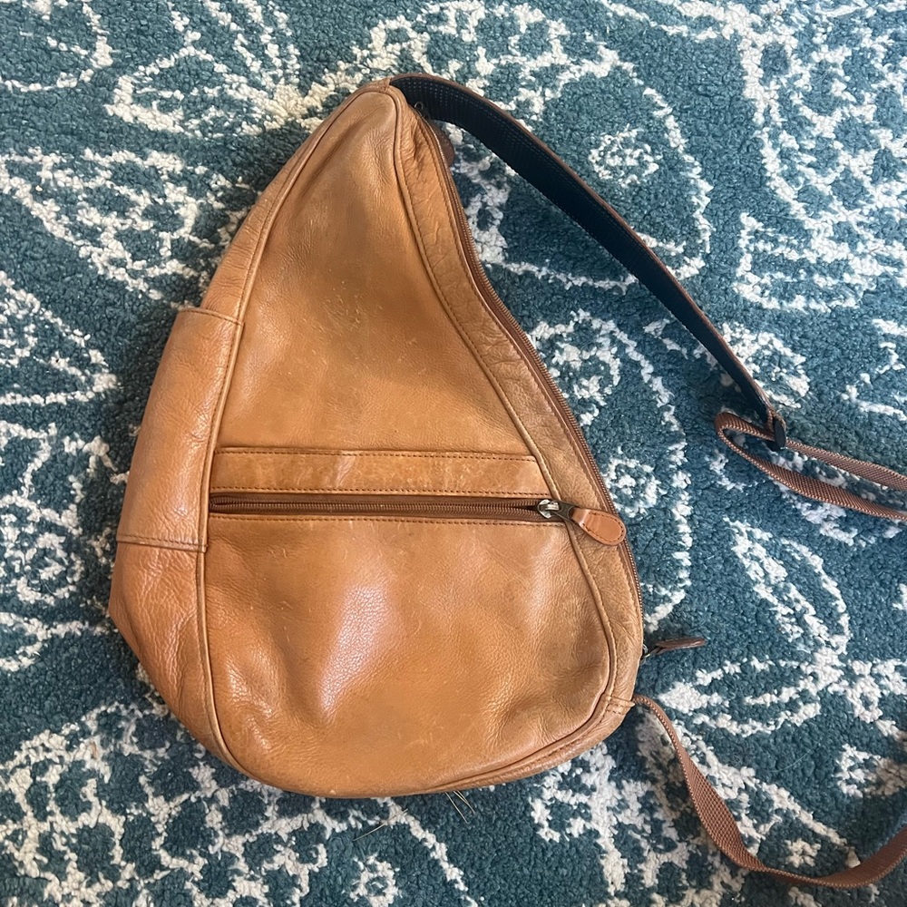 L.L. Bean Tan Leather Crossbody Sling Bag